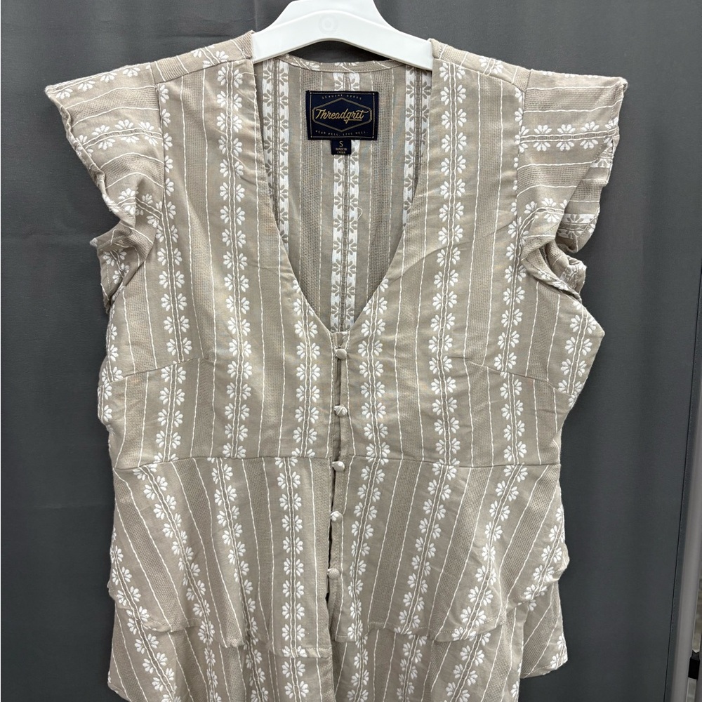 Greige Floral Blouse